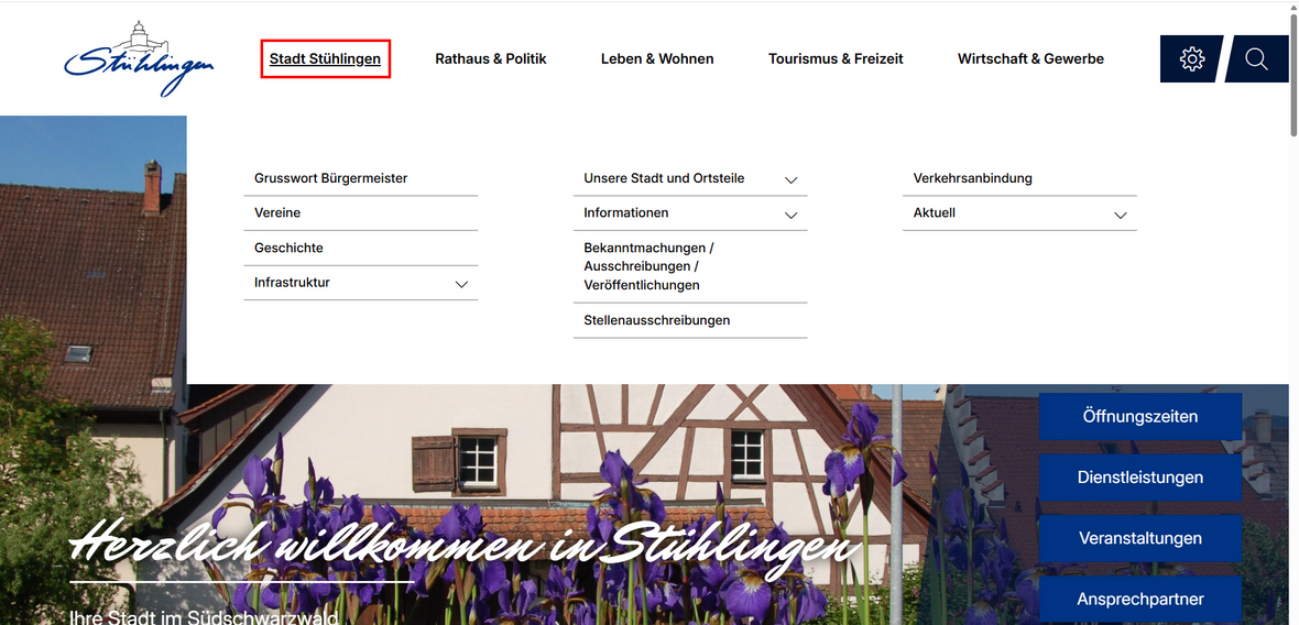 Unterseiten vom Hauptmenüpunkt Stadt Stühlingen